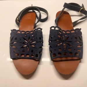 Tory Burch Suede Navy Blue Women's Sandals size 8.5